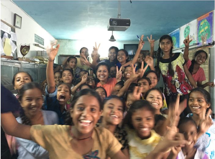 Girls from Bapudham after the session